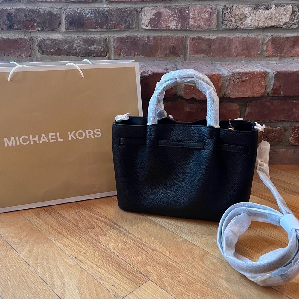 Michael Kors Carson Small Leopard Print Calf Hair Satchel Crossbody - Picture 2 of 14